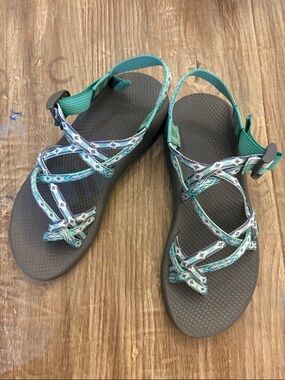 Chaco Teal and Navy Strappy Sandals